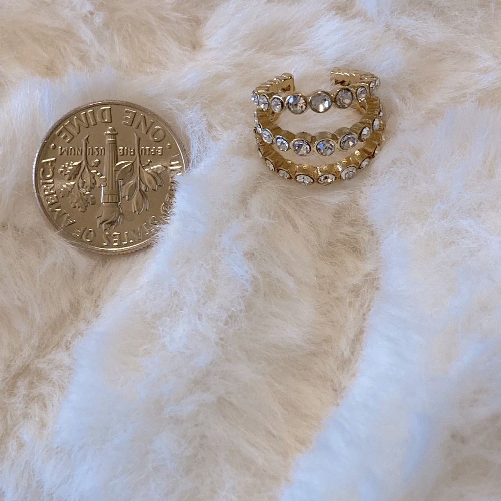18kt plated 3 row Crystal ear Huggies. New without tag.